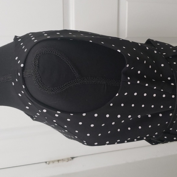 Voir Voir Black/White Sleeveless Belted Polka-dot Dress SIZE 12 - Picture 7 of 8